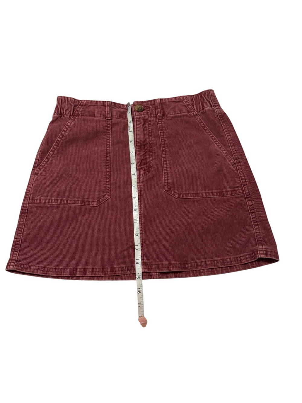 American Eagle Burgundy Corduroy Mini Skirt Size 4 Y2K High Rise - Picture 2 of 7